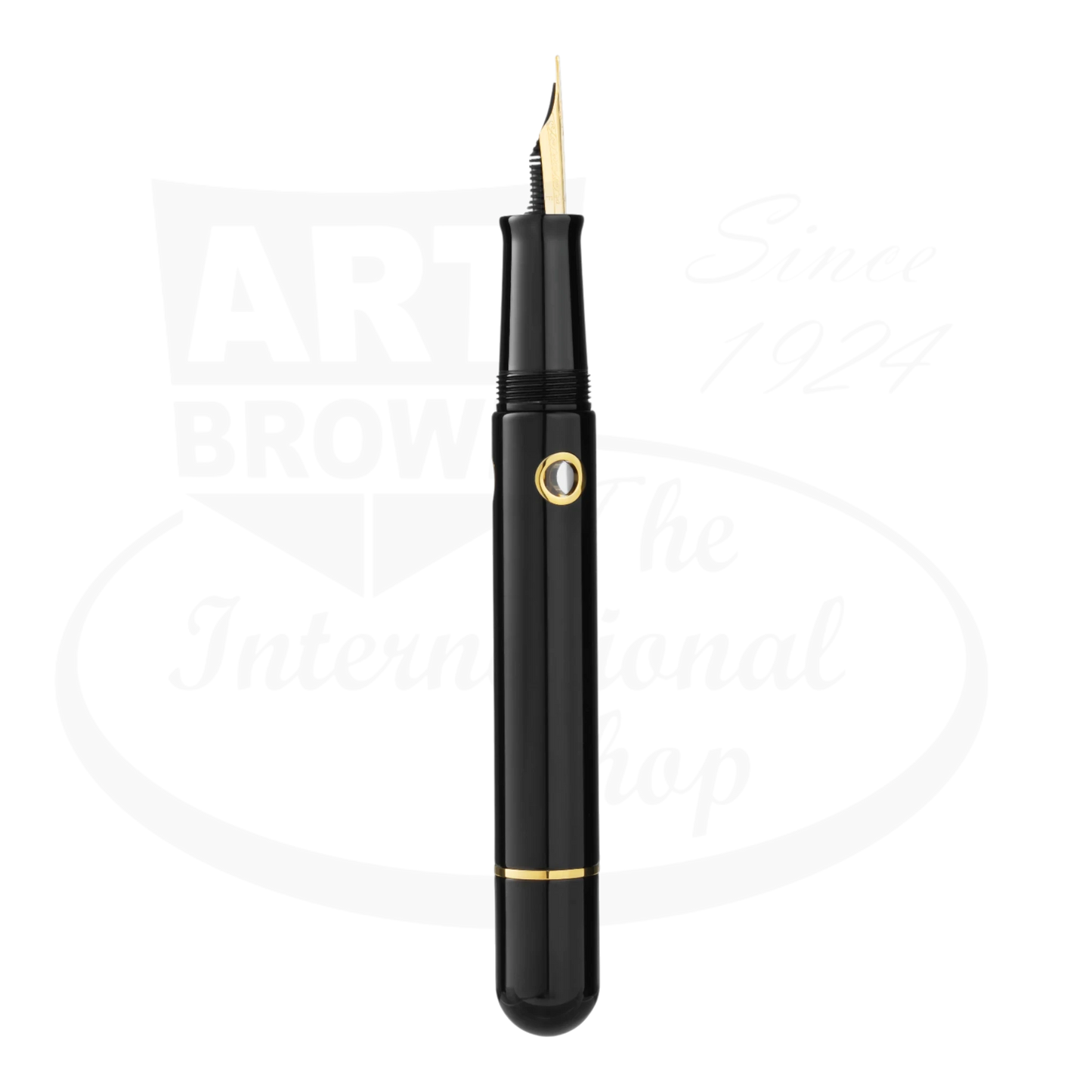 Nahvalur Nautilus Cephalopod Gold Medium Fountain Pen black ebonite body with gold trim and stainless steel nib