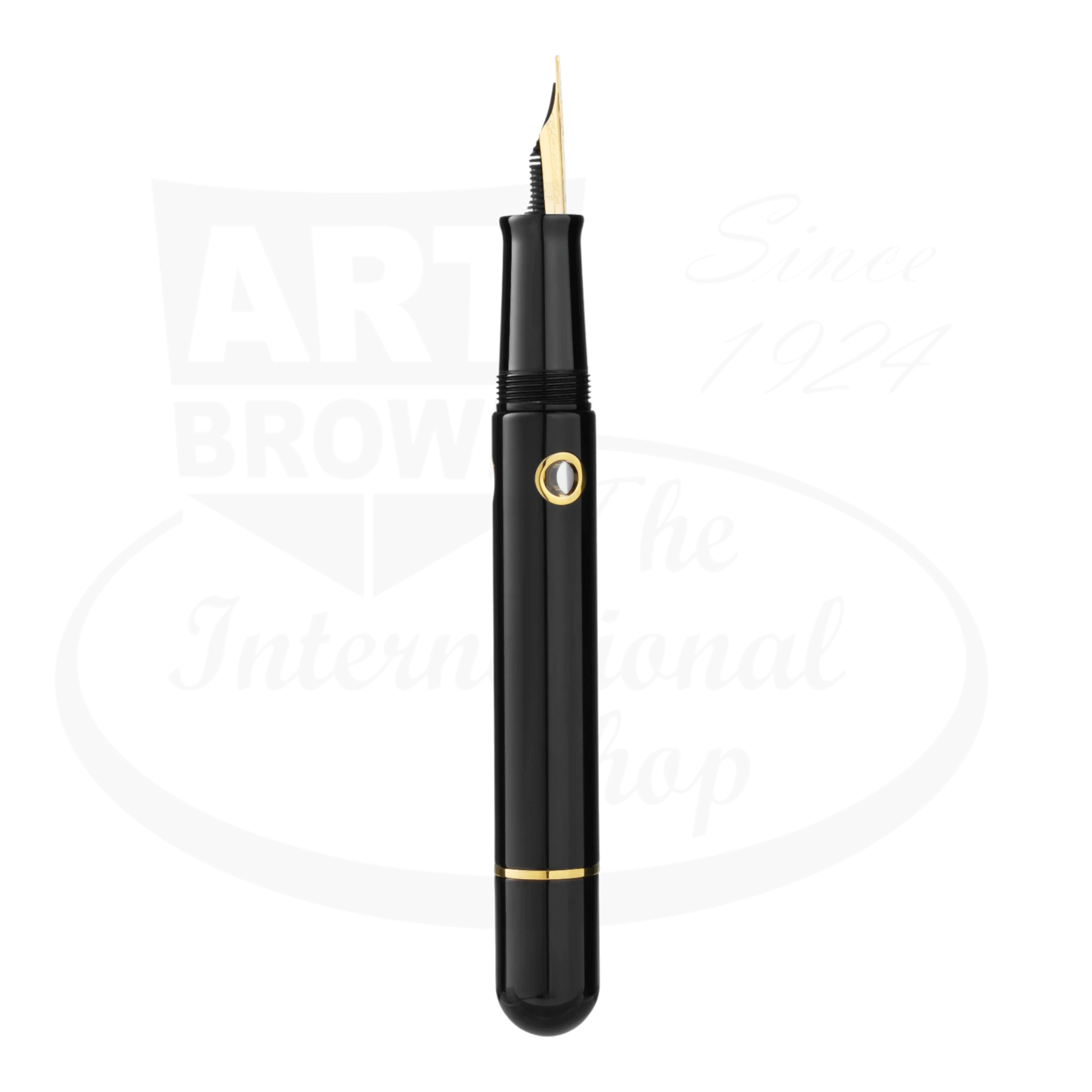 Nahvalur Nautilus Cephalopod Gold Medium Fountain Pen black ebonite body with gold trim and stainless steel nib