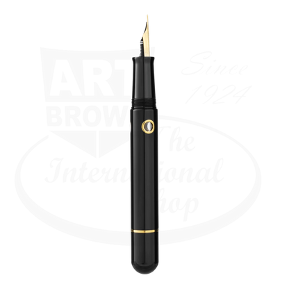 Nahvalur Nautilus Cephalopod Gold Medium Fountain Pen black ebonite body with gold trim and stainless steel nib