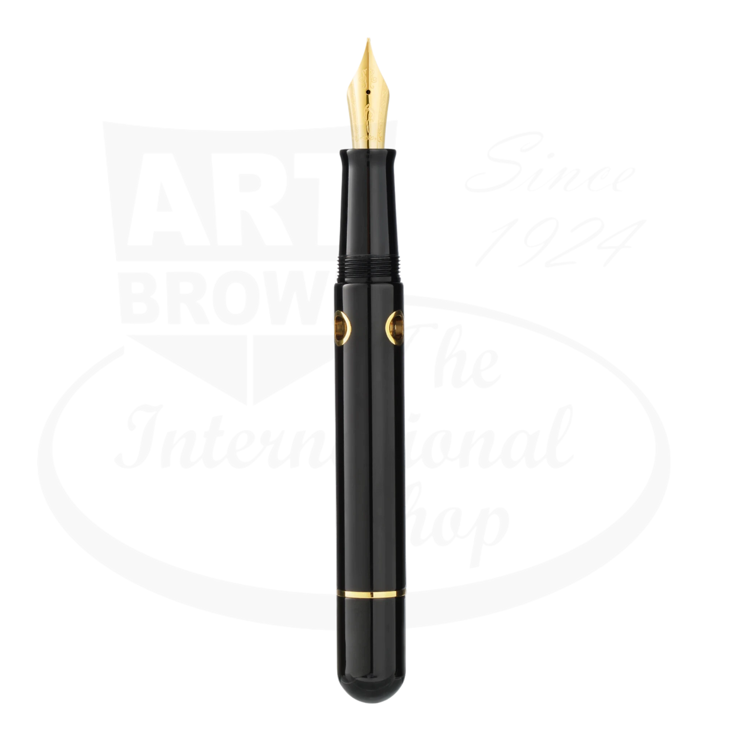 Nahvalur Nautilus Cephalopod Gold Medium Fountain Pen black resin body with gold trim and stainless steel nib medium size