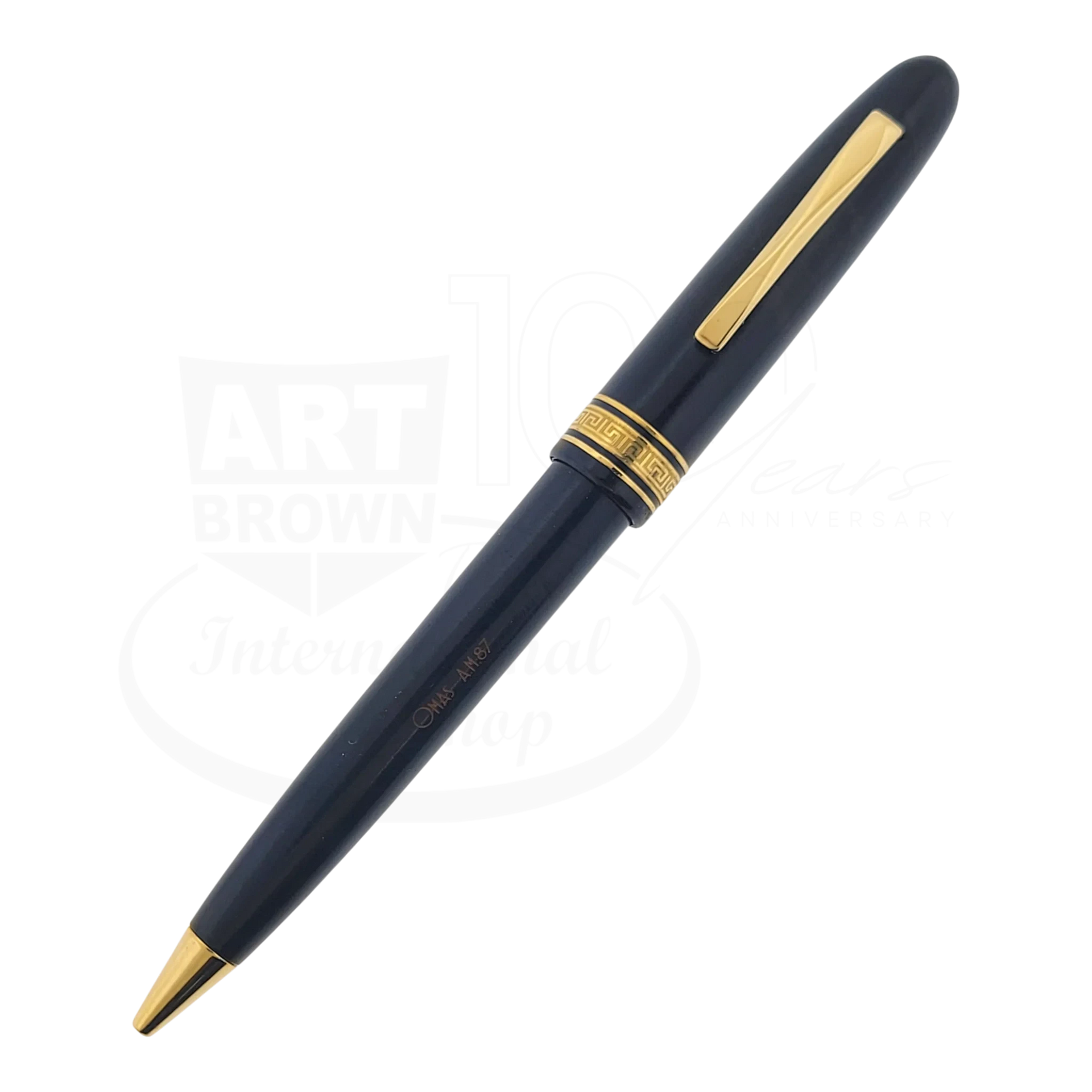 Preowned OMAS Blue Briarwood Ballpoint Pen with Gold Accents – Art