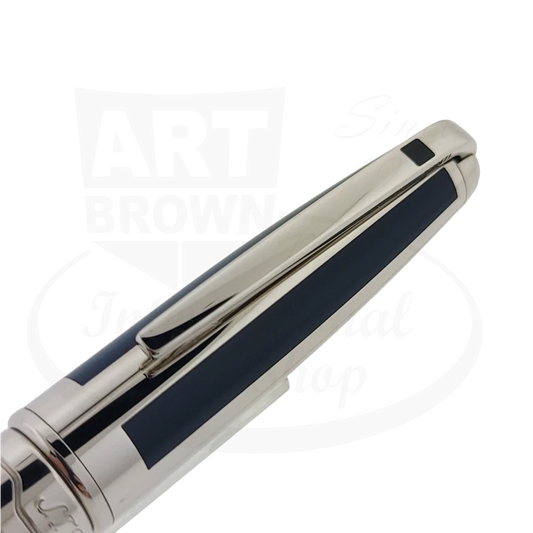 S.T. Dupont Olympio Blue Lacquer and Palladium Placed Stripes Ballpoint Pen
