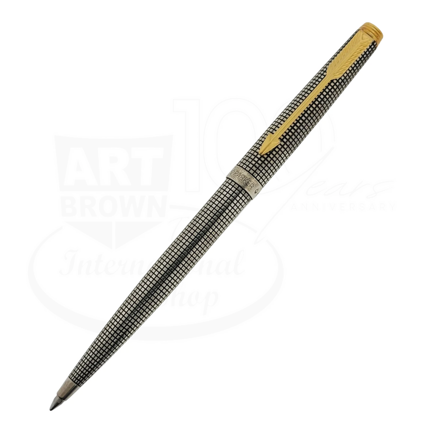 Preowned Parker Sonnet .925 Sterling Silver Grid Ballpoint Pen
