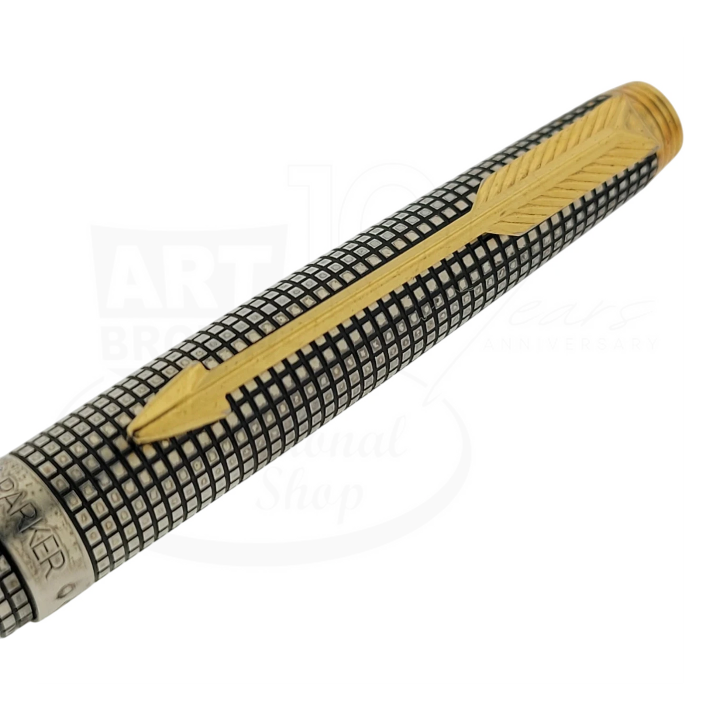 Preowned Parker Sonnet .925 Sterling Silver Grid Ballpoint Pen