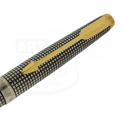 Preowned Parker Sonnet .925 Sterling Silver Grid Ballpoint Pen
