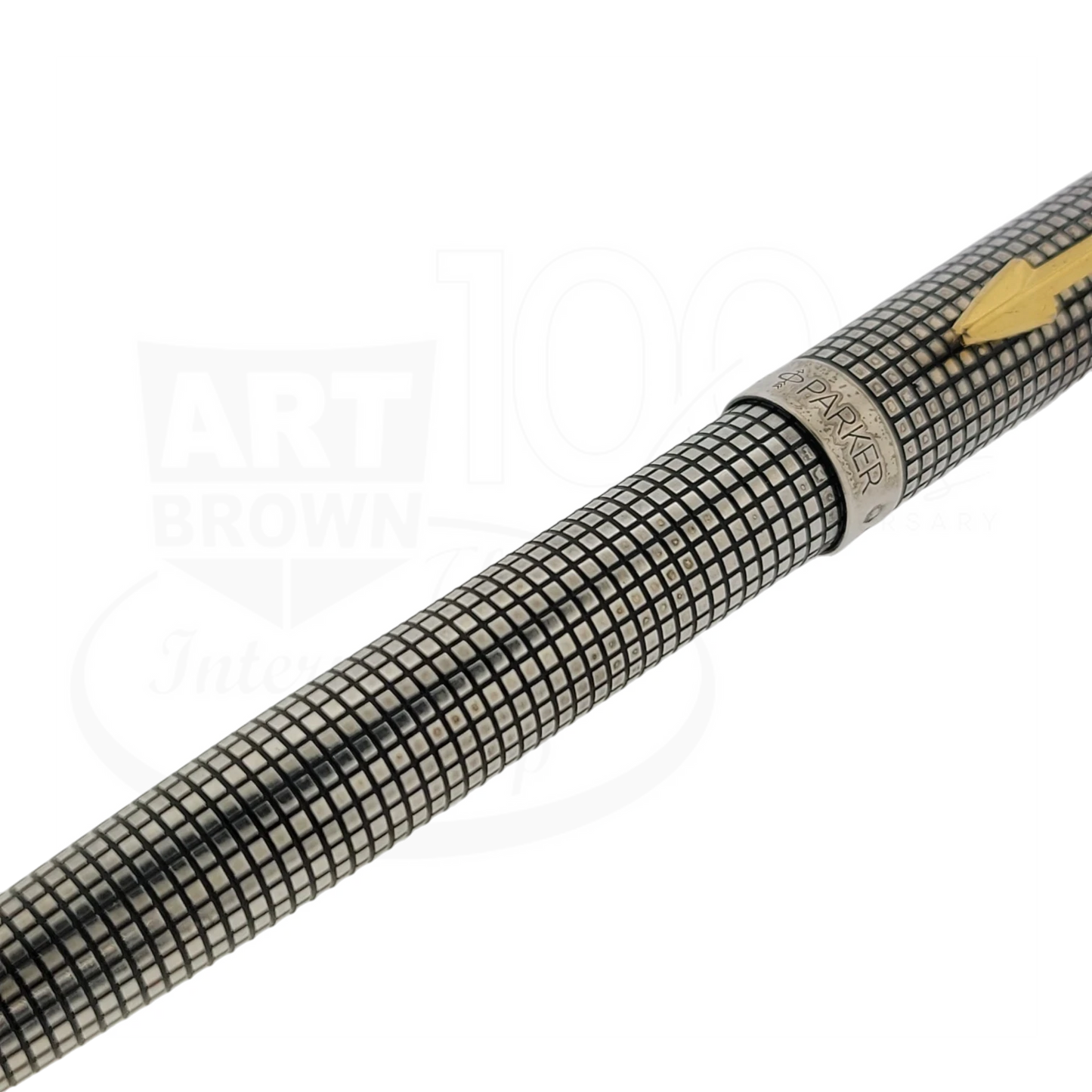 Preowned Parker Sonnet .925 Sterling Silver Grid Ballpoint Pen