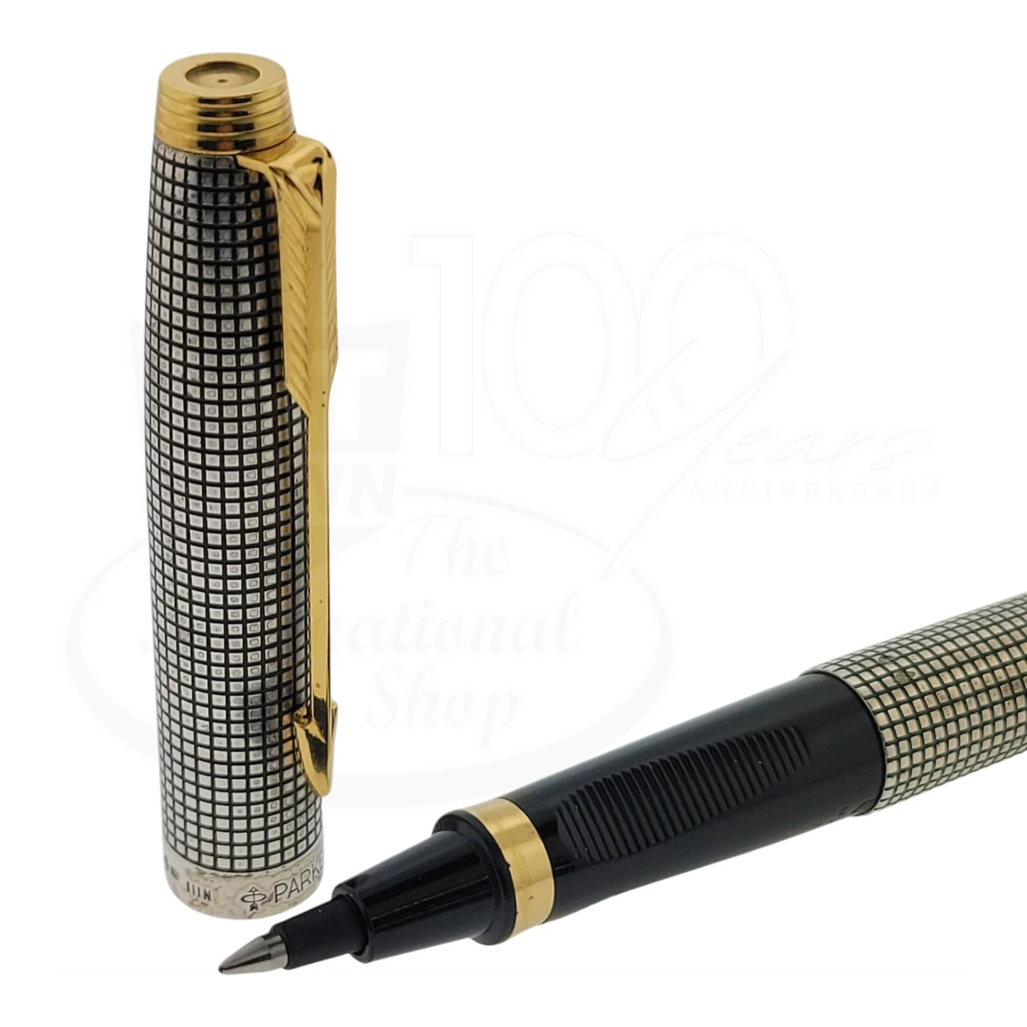 Preowned Parker Sonnet .925 Sterling Silver Grid Rollerball Pen