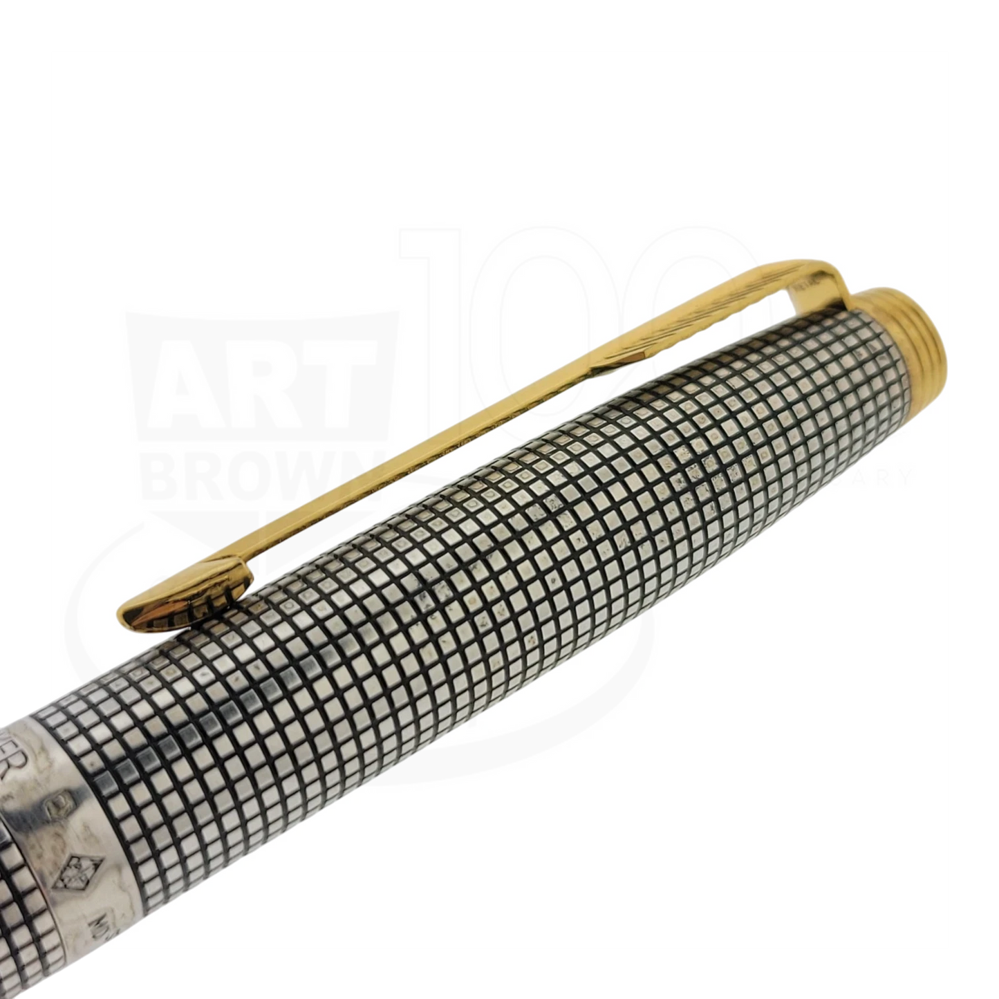 Preowned Parker Sonnet .925 Sterling Silver Grid Rollerball Pen