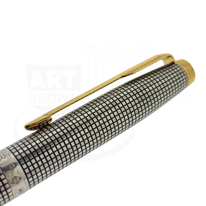 Preowned Parker Sonnet .925 Sterling Silver Grid Rollerball Pen