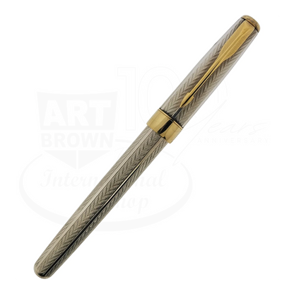 Preowned Parker Sonnet .925 Sterling Silver Herringbone Rollerball Pen