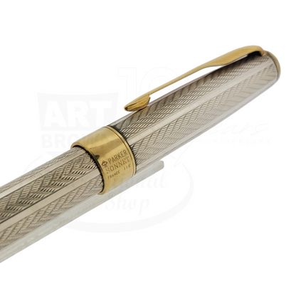 Preowned Parker Sonnet .925 Sterling Silver Herringbone Rollerball Pen