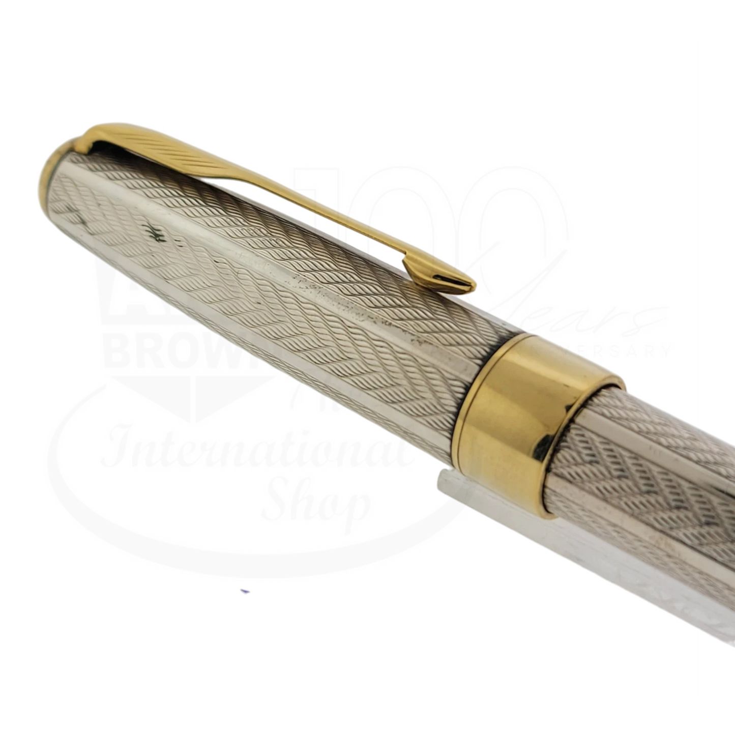 Preowned Parker Sonnet .925 Sterling Silver Herringbone Rollerball Pen