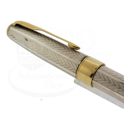Preowned Parker Sonnet .925 Sterling Silver Herringbone Rollerball Pen