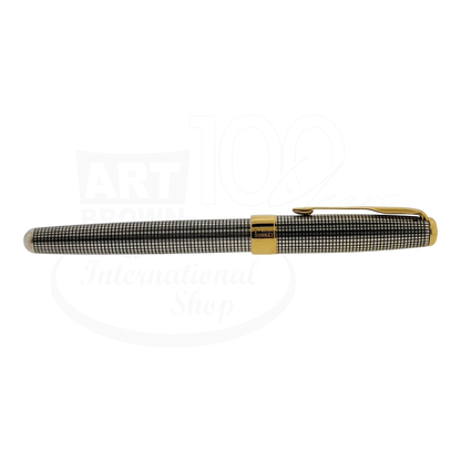 Preowned Parker Sonnet Sterling Silver Grid w/ Gold Accents Rollerball Pen