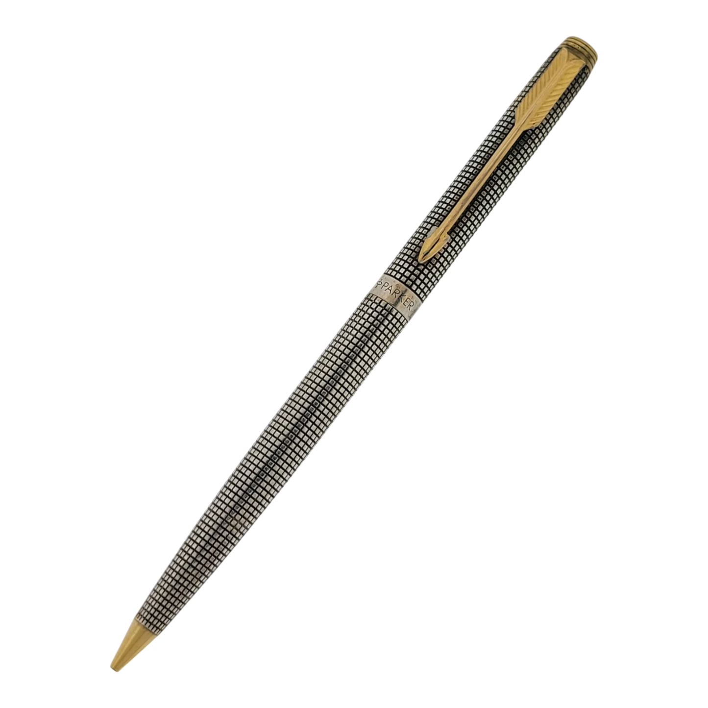 Parker Sonnet .925 sterling silver grid mechanical pencil with gold-tone trim and textured barrel