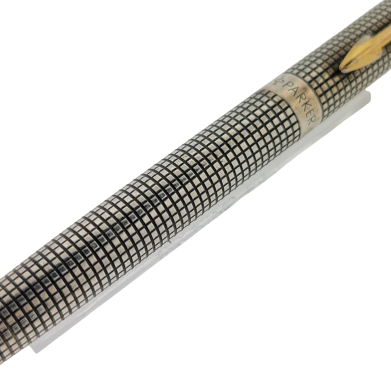 Parker Sonnet .925 sterling silver mechanical pencil with black grid pattern and gold clip