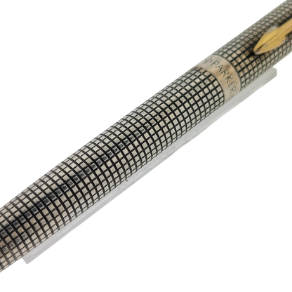 Parker Sonnet .925 sterling silver mechanical pencil with black grid pattern and gold clip