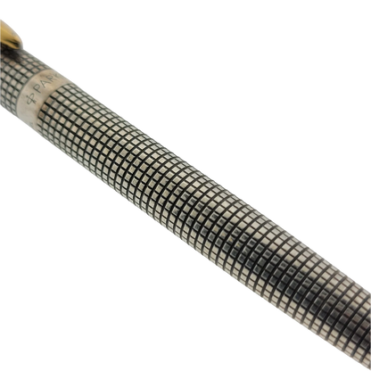 Parker Sonnet .925 sterling silver mechanical pencil with textured grid barrel and polished gold trim