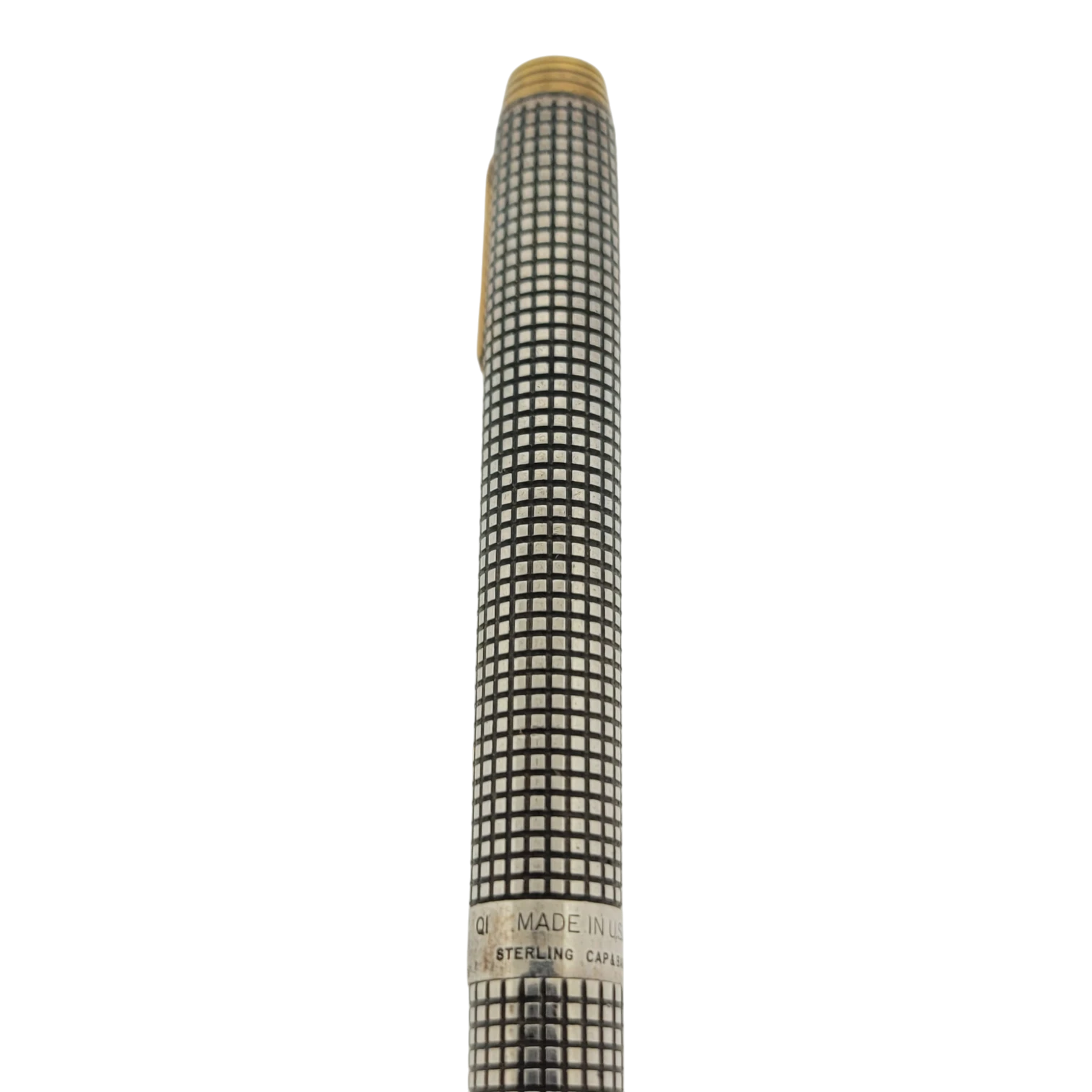 Parker Sonnet .925 sterling silver mechanical pencil with black grid pattern and gold trim