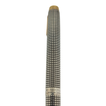 Parker Sonnet .925 sterling silver mechanical pencil with black grid pattern and gold trim
