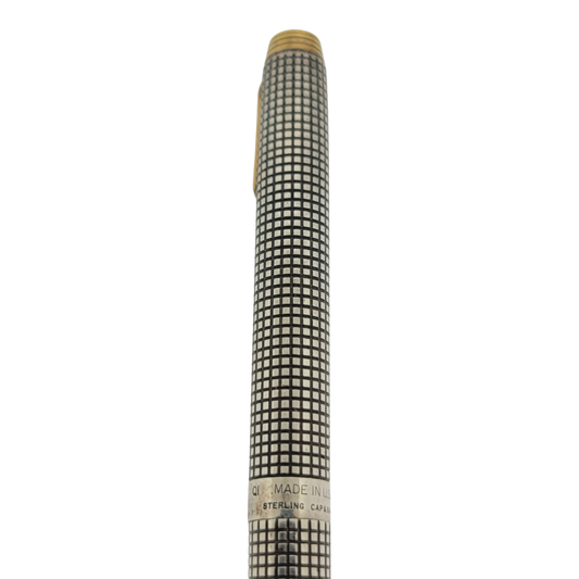 Parker Sonnet .925 sterling silver mechanical pencil with black grid pattern and gold trim