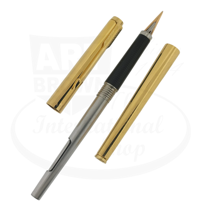 Parker 180 Imperial gold-plated fountain pen dual sized nib with black grip and two gold caps vintage 1970s