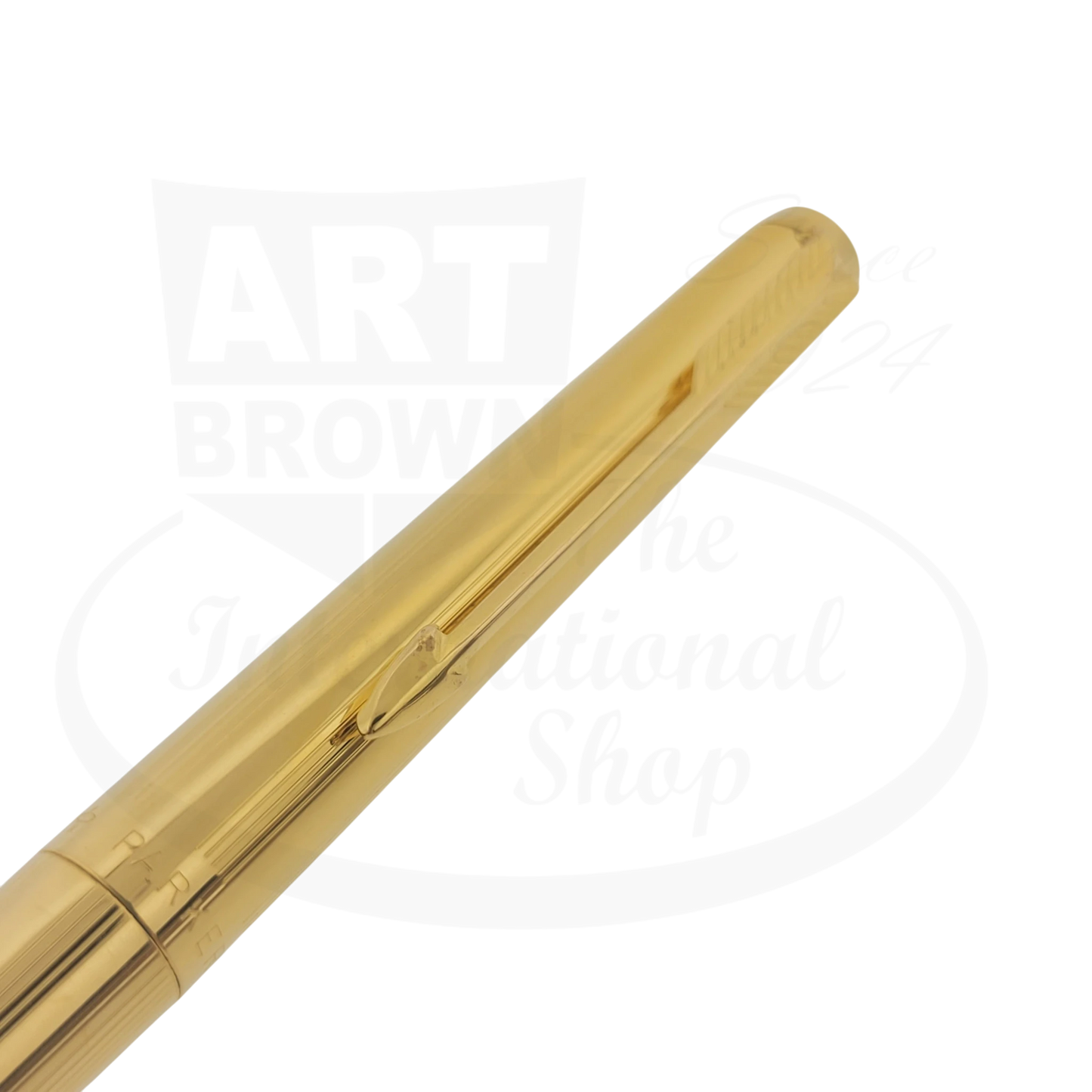 Parker 180 Imperial gold plated fountain pen cap with clip and engraved slender design from the 1970s vintage collection