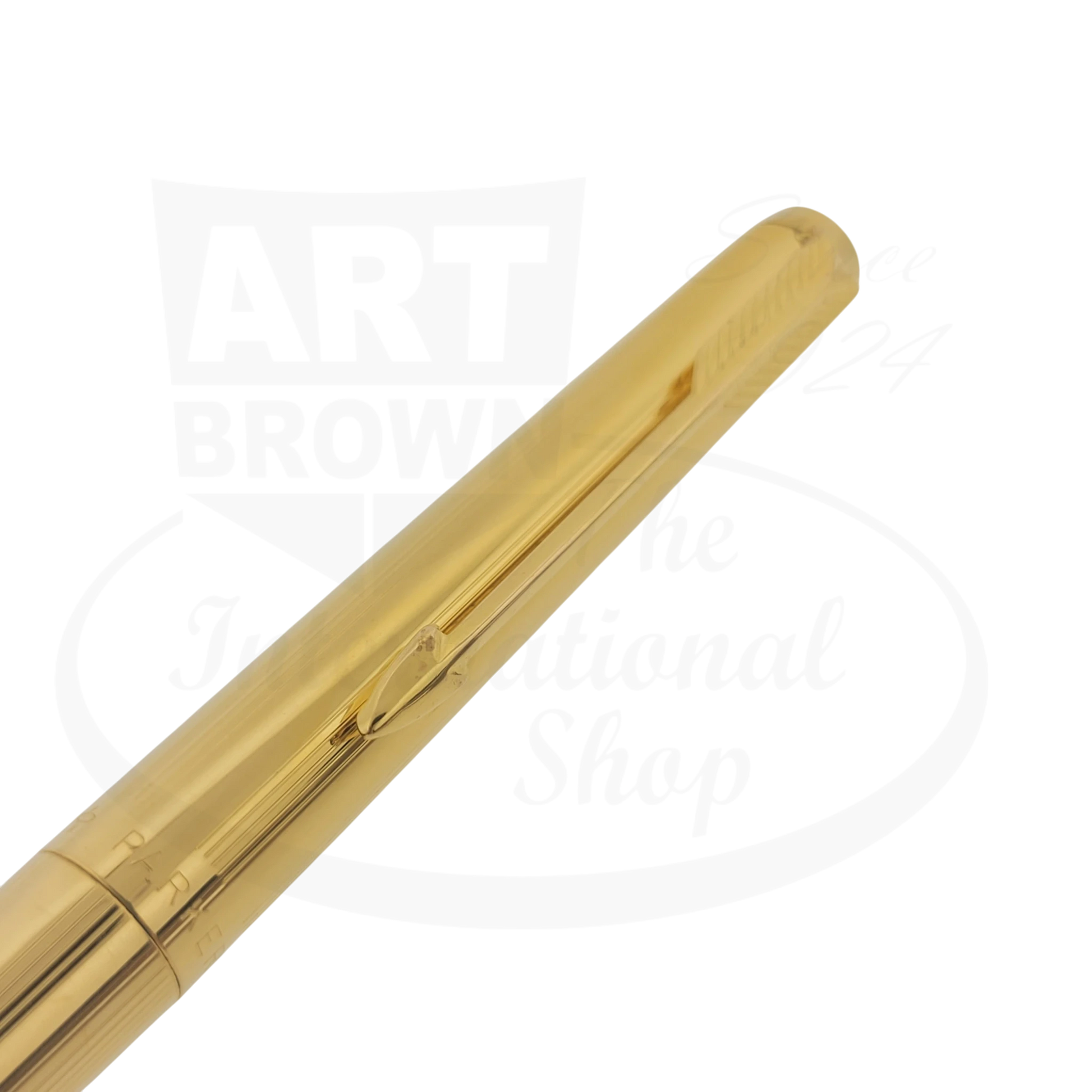 Parker 180 Imperial gold plated fountain pen cap with clip and engraved slender design from the 1970s vintage collection