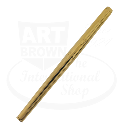 Parker 180 Imperial Gold fountain pen slender gold-plated body with fine & medium reversible nib vintage design