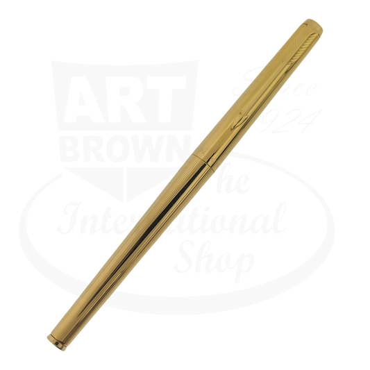 Parker 180 Imperial Gold fountain pen slender gold-plated body with fine & medium reversible nib vintage design