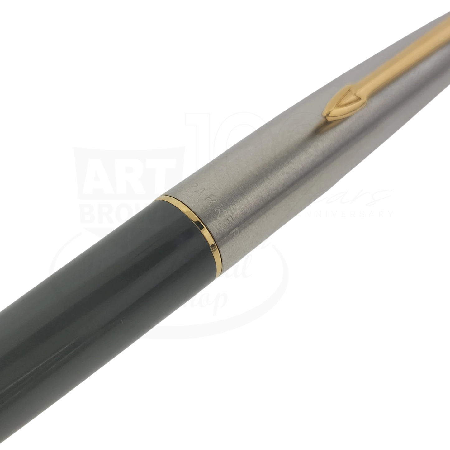 Preowned Vintage Parker 45 Grey and Silver Fine Fountain Pen