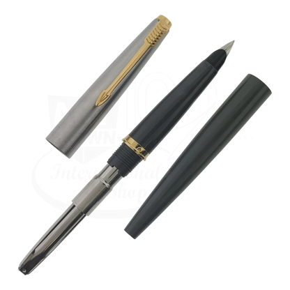 Preowned Vintage Parker 45 Grey and Silver Fine Fountain Pen