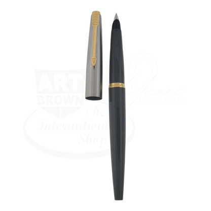 Preowned Vintage Parker 45 Grey and Silver Fine Fountain Pen