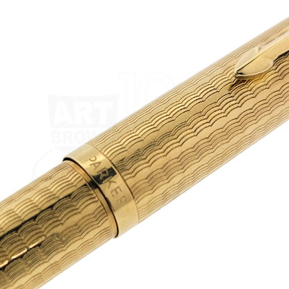 Vintage Parker 51 Presidential 9K Solid Gold Wavy Line Ballpoint Pen