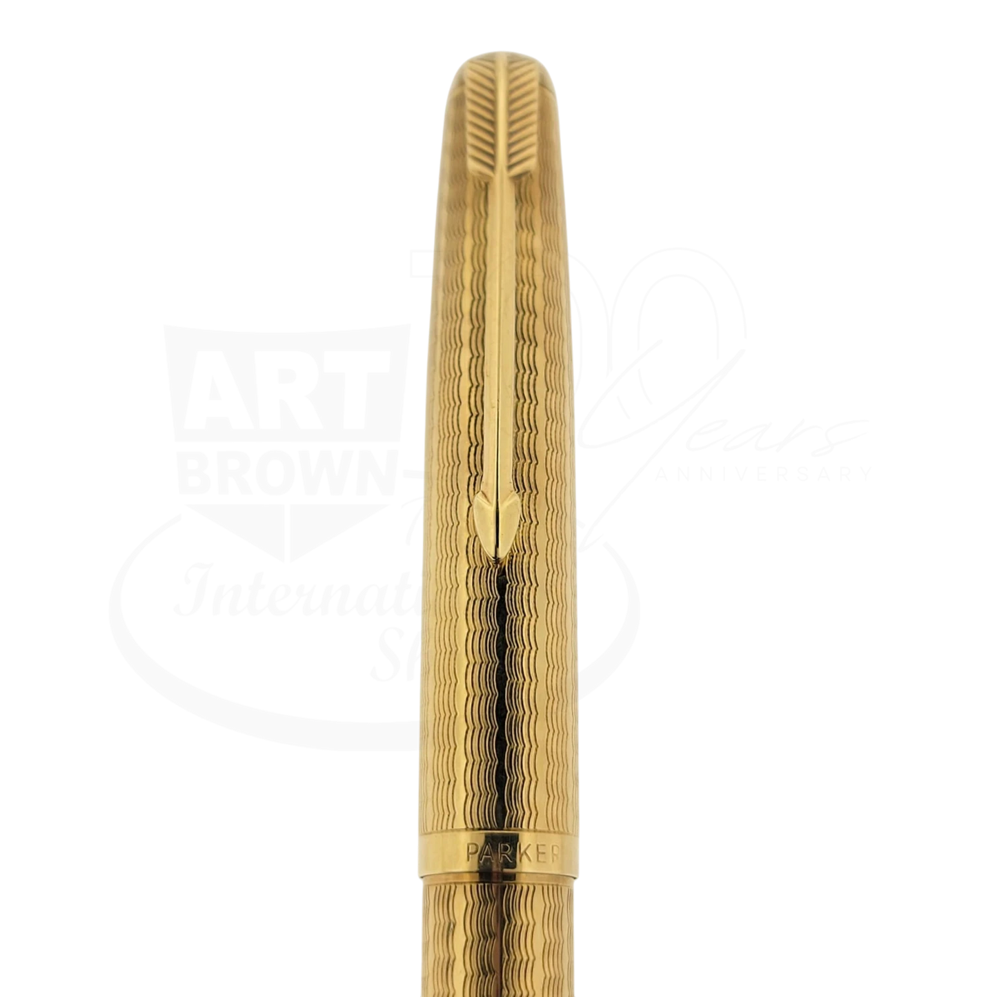 Vintage Parker 51 Presidential 9K Solid Gold Wavy Line Ballpoint Pen