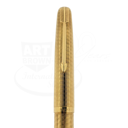 Vintage Parker 51 Presidential 9K Solid Gold Wavy Line Ballpoint Pen