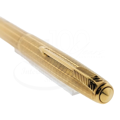 Vintage Parker 51 Presidential 9K Solid Gold Wavy Line Ballpoint Pen