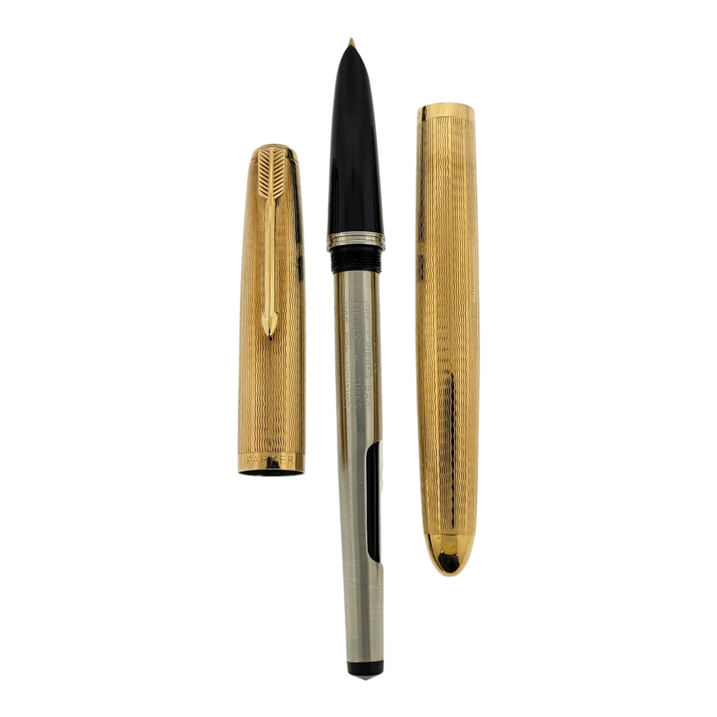 Vintage Parker 51 Presidential 9K Solid Gold Wavy Line Fountain Pen
