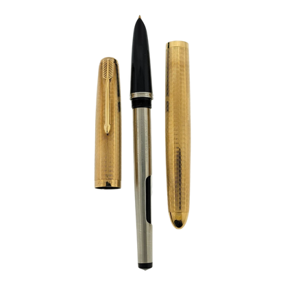 Vintage Parker 51 Presidential 9K Solid Gold Wavy Line Fountain Pen