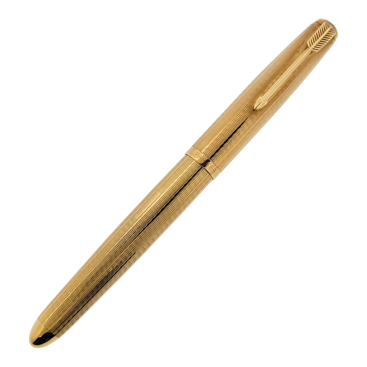 Vintage Parker 51 Presidential 9K Solid Gold Wavy Line Fountain Pen