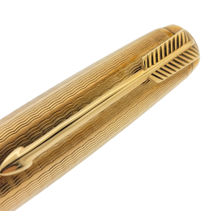 Vintage Parker 51 Presidential 9K Solid Gold Wavy Line Fountain Pen
