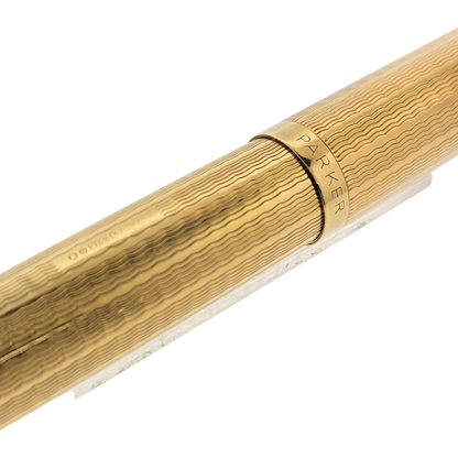 Vintage Parker 51 Presidential 9K Solid Gold Wavy Line Fountain Pen