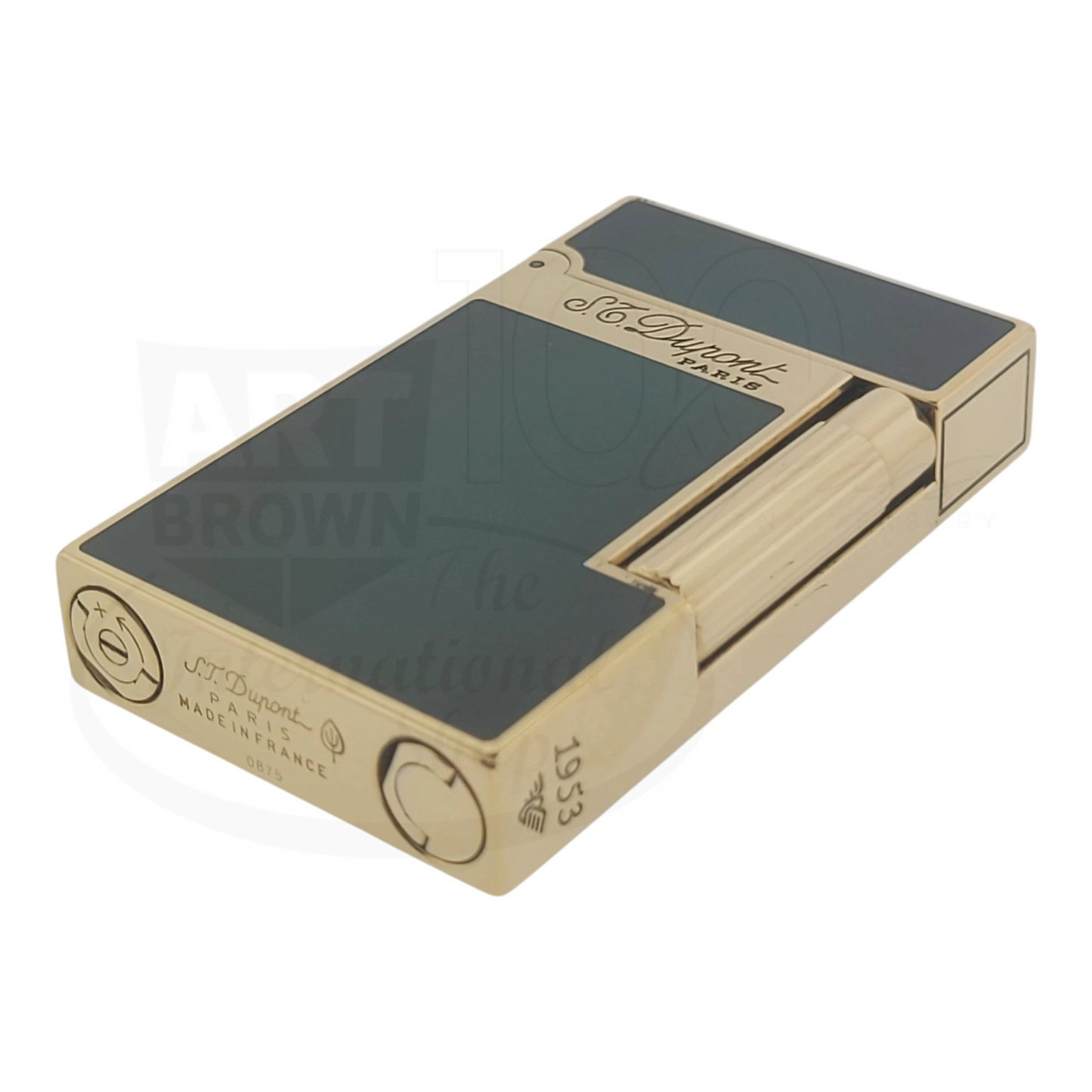 Preowned S.T. Dupont Ligne 2 Atelier Lighter Sunburst Green, 016303-D1