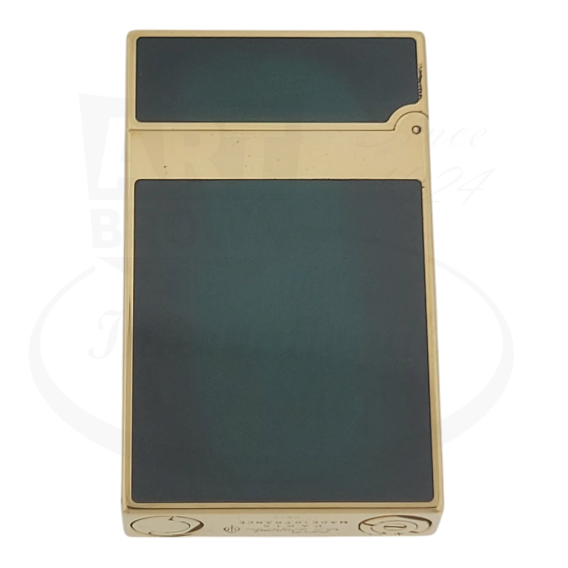 S.T. Dupont Ligne 2 Atelier Lighter 016303-D1 gold-plated brass sunburst green lacquer rectangular preowned lighter