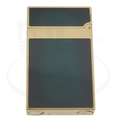 S.T. Dupont Ligne 2 Atelier Lighter 016303-D1 gold-plated brass sunburst green lacquer rectangular preowned lighter