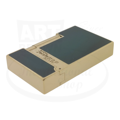 S.T. Dupont Ligne 2 Atelier lighter 016303-D1 gold-plated brass with sunburst green lacquer, rectangular compact design