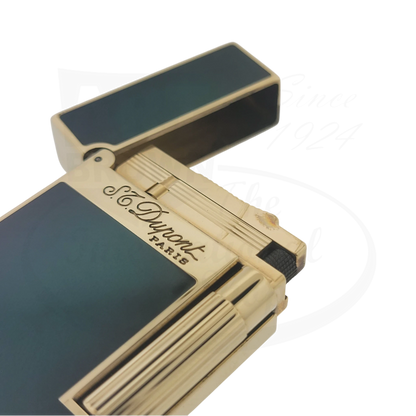 S.T. Dupont Ligne 2 Atelier Lighter 016303-D1 gold-plated brass green sunburst lacquer compact luxury accessory