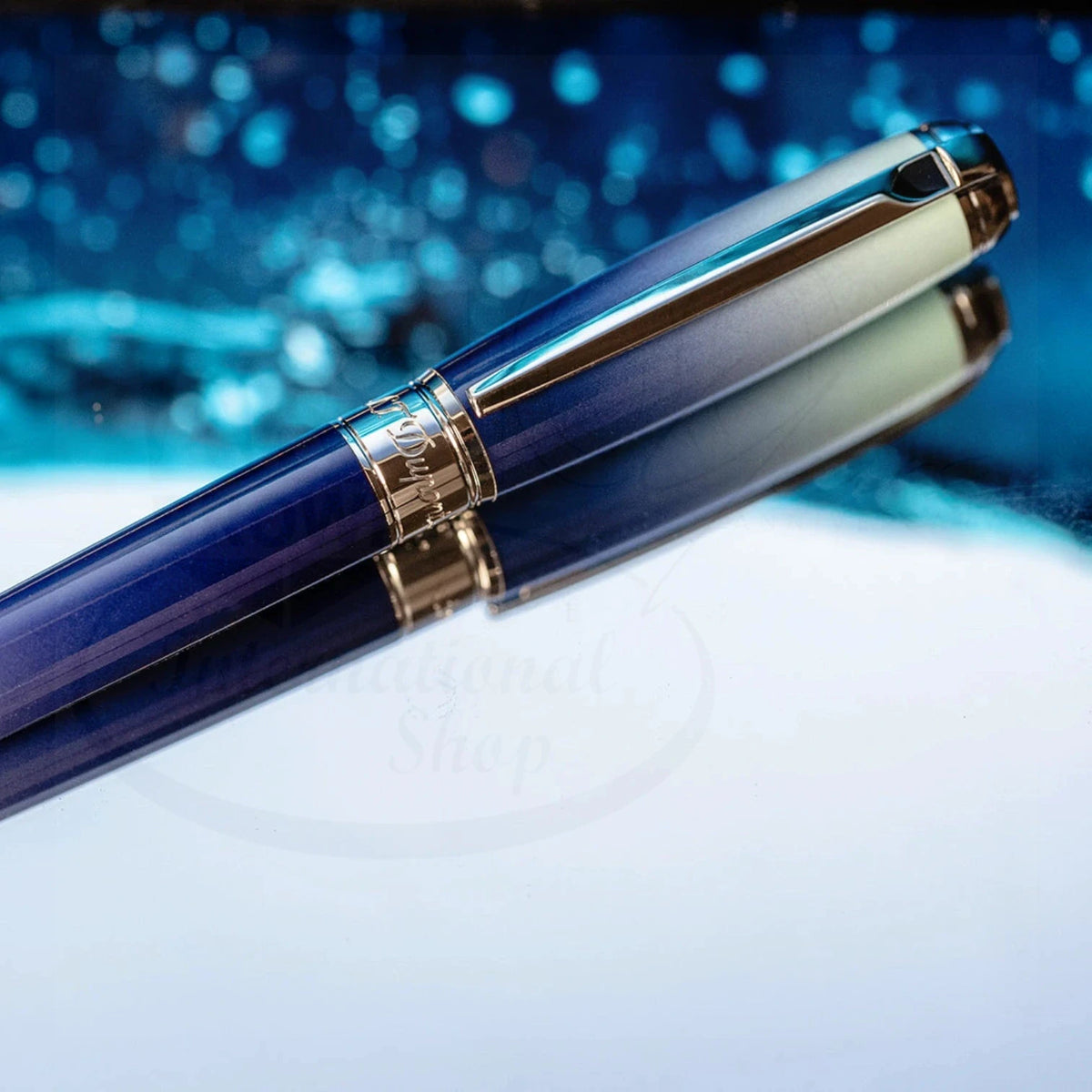 S.T. Dupont New Line D Large La Mer Blue Lacquer & Palladium Rollerball Pen, 412132L