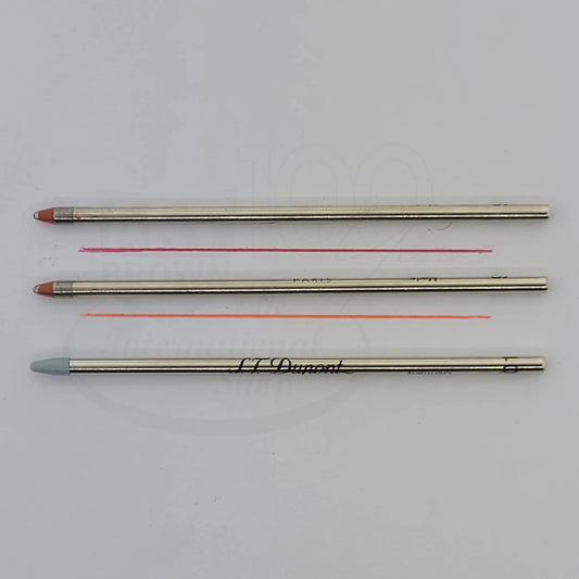 S.T. Dupont mini ballpoint refills, shown in red, orange, or as a stylus