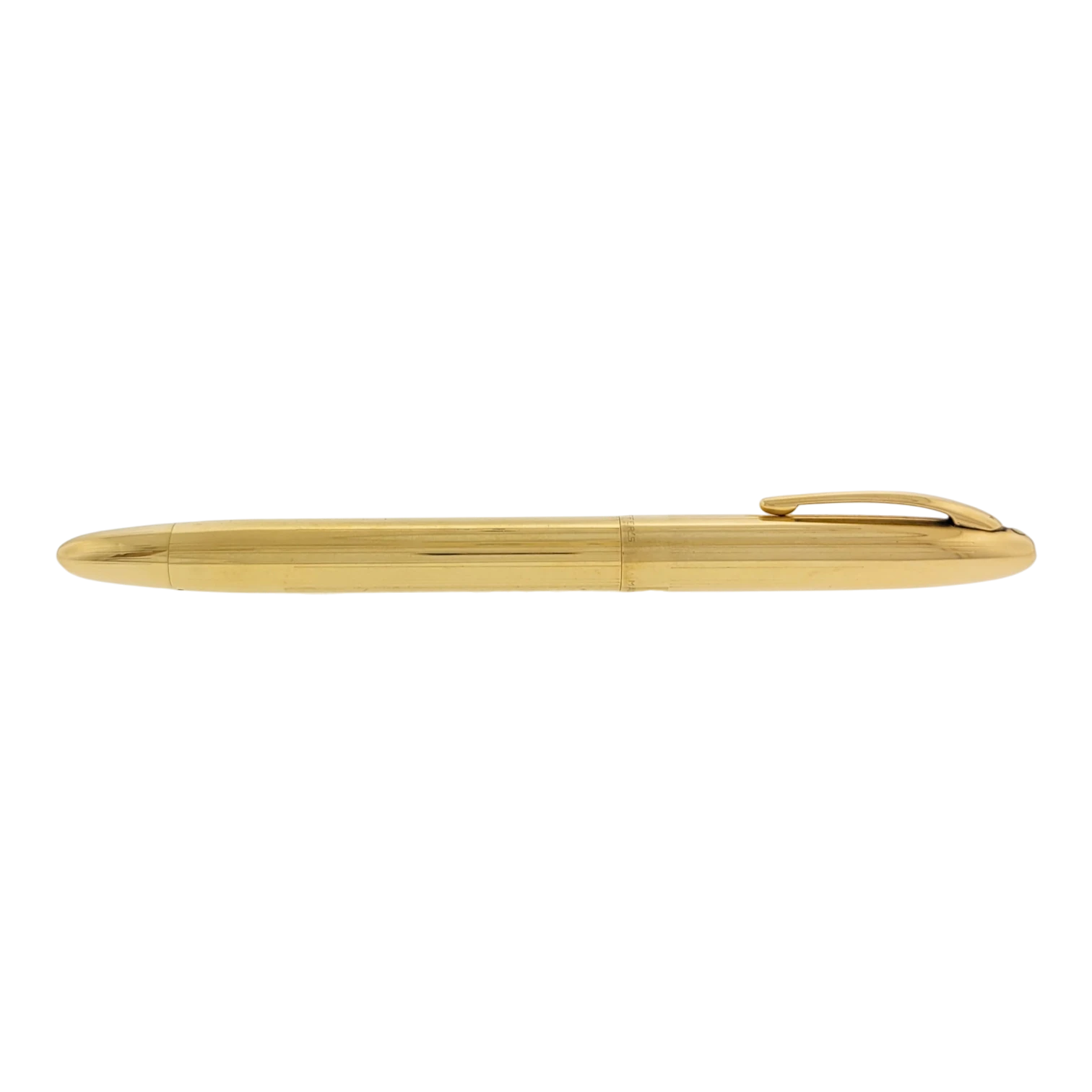 Sheaffer Snorkel pen in solid 14K gold with vertical line texture and sleek clip, fountain pen style